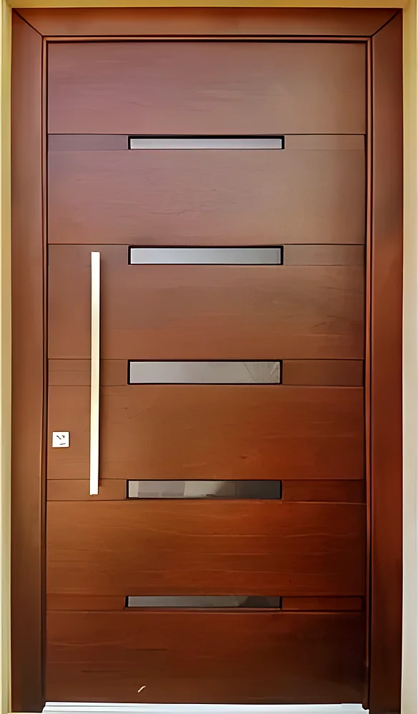 Puerta blindada modelo Kiev, de madera con insertos de acero