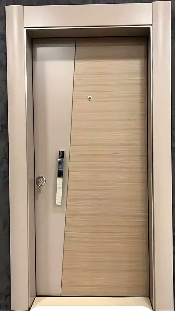 Puerta blindada modelo Túnez, texturizada con cerradura electrónica